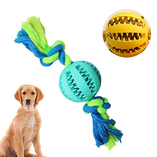 emily pets Dog Chew Ball Interactive Toys Cleans Teeth Training Balls Cotton Puzzles Rope for Small Medium Dogs Treats Aggressive chewers bits Feeder Dispensing (Color: Sky Blue, Size: Small)