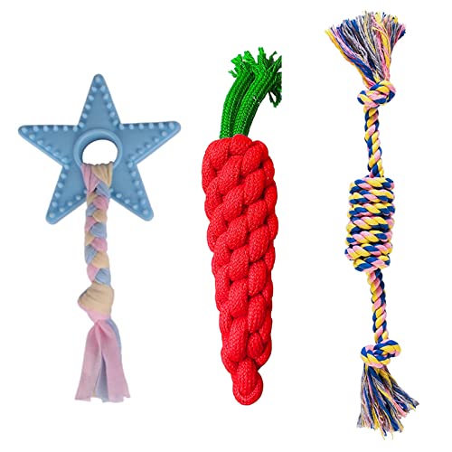emily pets Puppy Rope Toy,Durable Teething Dog Chew Toys, Cotton Dog Toys Set for Small and Medium Dogs (Color May Vary, Pack of 3)