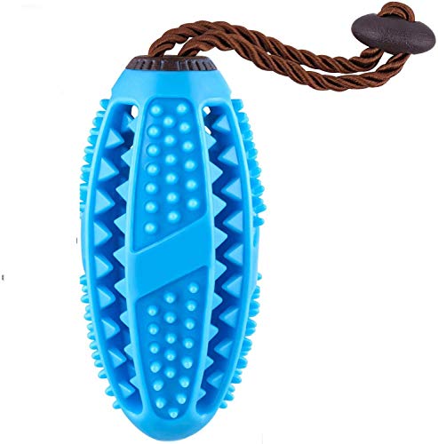 emily pets Dogs Chew Toys Ball,Durable Dog Toy for Aggressive Chewers Toothbrush, Small Medium Rope Toys Puppy Teeth Cleaning,Chewing,Training IQ and Interactive Food Treat Dispensing(Teal Blue)