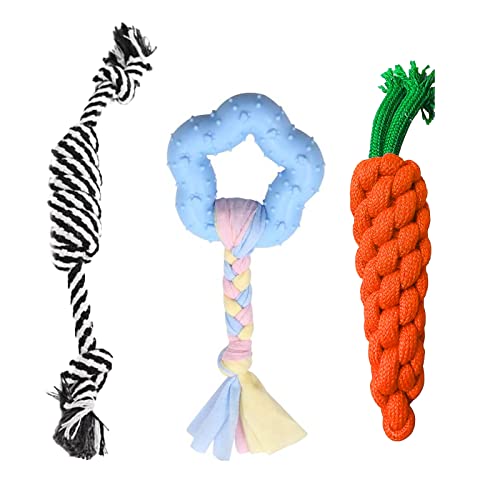 emily pets Puppy Toys for Teething Small Dogs, Dog Toys for Small Dogs, Puppy Teething Chew Toys (Color May Vary, Pack of 3)