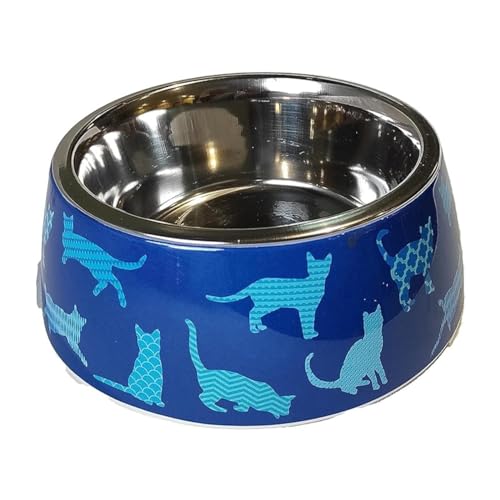 Cature Care by Nature Anti-Skid Melamine Detachable Stainless Steel Food Bowls for Cats (Blue) - Large-500 ml