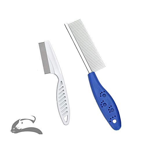 Sorxine Pet Comb for Dogs & Cats,Small Dog & Cat Grooming Comb 2 Combs,Pet Stainless Steel Teeth Cats Comb for Removing Matted Fur, Knots & Tangles,Shedding Comb,Blue