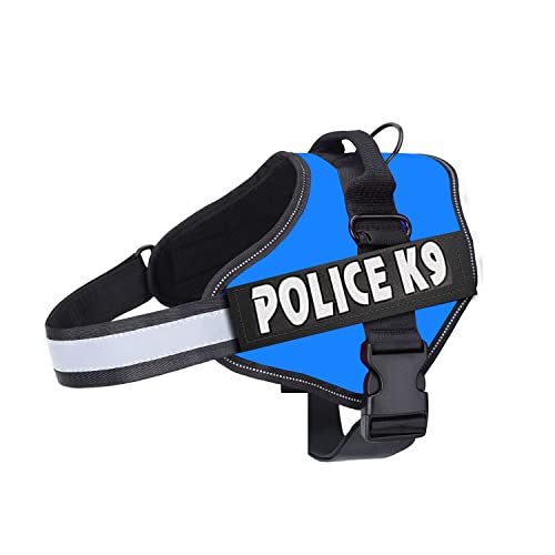 Emily Pets Police-K9 Dog Harness,No Pull Harness,Breathable and Easy Control with Handle & Leash Attachment ,Easy Walking Training for Dog,Dog Training No Escape Adjustable Reflective Vest(S,Dark Blue)