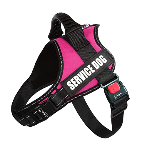 Lulala Service Dog Harness, Large Medium Small Dog No-Pull Reflective Vest,Breathable Adjustable Pet Harness with Piastic Handle for Outdoor Walking -with On Off Locker(Pink S)