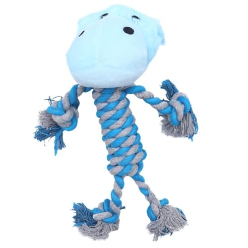 Cature Dog Rope Toy Dog Teething Toys with Animals Shape, The Durable Rope Dog Toys with Plush Cute Head, Pet Dog Rope Toys for Medium and Large Dogs (Sky Blue)