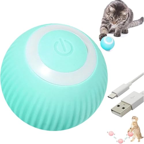 emily pets Smart Cat Toy (Upgrade), Gravity Smart Roller Ball, Interactive Cat Toy for Indoor, Volum Power Ball 2.0, Cat Stuff Automatic Cat Toy as Cat Gift (Blue)