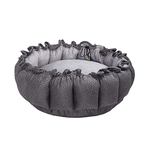 Lulala Dog Bed for Dogs Round Cat Beds for Indoor Cats, Round Reversible Pet Bed for Puppy and Kitten with Slip-Resistant Bottom(Size:Small,Color:Grey)