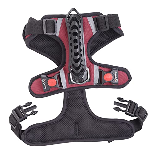 Lulala Dog Harness Pet Harness Adjustable Outdoor Pet Vest Reflective Oxford Material Vest for Dogs Easy Control for Small Medium Large Dogs (L,Maroon)