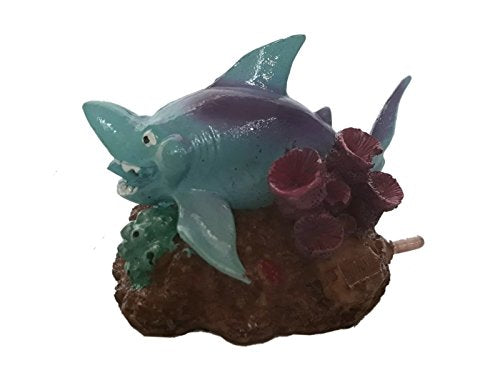SRI Blue Shark On Rock Aquarium Decorative Ornaments for Fish Tank