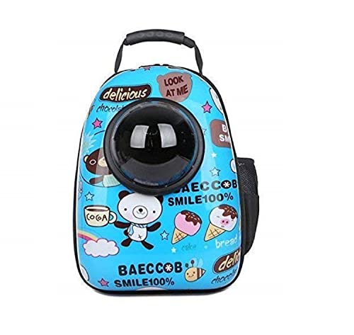 Emily Pets Ice Cream Teddy Cold Party Print Pet Backpack Carrier for Large Cat and Puppy,Transparent Astronaut Bubble Cat Carrier for Kitten and Small Dog (Blue)