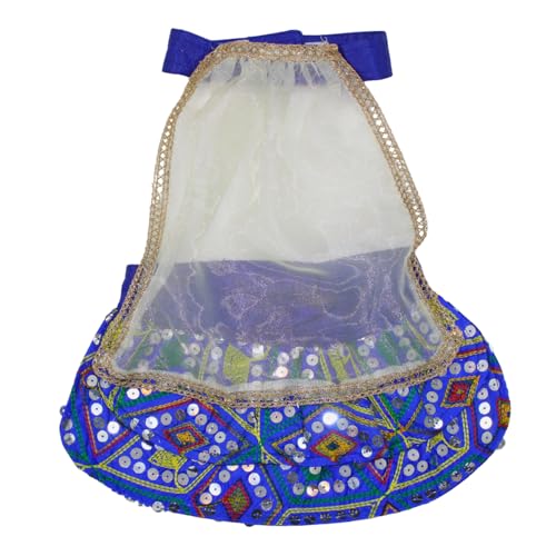 Lulala Ethnic Dog Lehenga Choli with Dupatta Traditional Indian Outfit for Pets Costume Dress for Female Dogs and Puppies (Blue-10 Inch)
