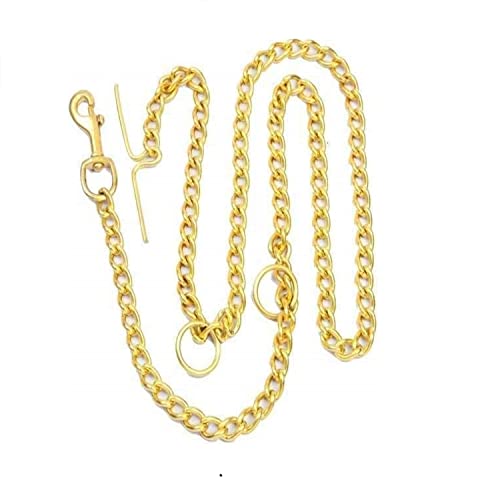 Emily Pets Dog Brass Collar & Chain Diamond Cut Dog Gold Chain (Length:71 Inches Thickness:1cm Ring:3) 161 cm Dog Chain Leash (S,161 * 3 * 1,Gold)