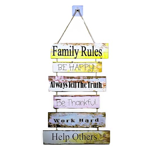 F Dream Decorative Wall Hanging Wooden Art for Home, Living Room, Bedroom | Decoration | Home Decor | Gift Items (Family Rules)
