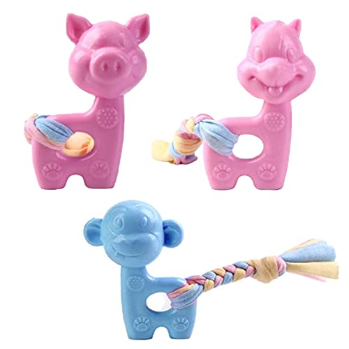 emily pets Squeaky Teething Dog Toys,Durable Dog Chew Toys for Puppies and Small Dogs (Pack of 3, Color May Vary)