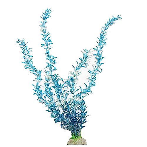 emily pets Fish Aquarium Plastic Plant for Aquarium Decoration (Blue)