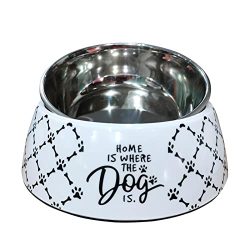 Emily Pets Pet Bowl for 100% Melamine & Premium Stainless Steel Dog Cat Bowls Dog Bowls Cat for Slow Food Treat Pet Dog for Puppy Treat Non-Slip |Color:Peach, Size:Small | Pack of 1