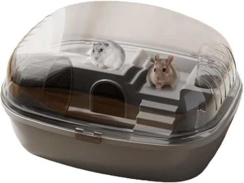 Emily Pets Hamster Cage with Transparent Top – Well-Ventilated Small Animal Habitat for Hamsters, Mice, Gerbils, and Rats – Easy Access & Secure Enclosure (Color May Vary)