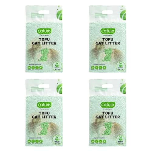 Cature Care by Nature Tofu Cat Litter Natural Flushable Clumping Litter Plant Based Biodegradable Ultra Odour Control 99% Dust Free Low Tracking Cat Litter (Green Tea, 6L, Pack4)