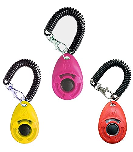 Emily Pets Dog Training Clicker with Wrist Strap Durable Lightweight Easy to Use, Pet Training Clicker for Cats Puppy Birds Horses. Perfect for Behavioral Pink Pack of 3