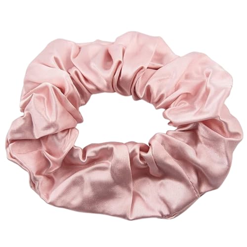 F DREAM Silk 100% Pure Hair Scrunchies for Womens and Girls Mulberry Silk Soft Hair Ties Natural No Damage for Ponytail Holder Hair Rope Tie.(Color-Light Pink)
