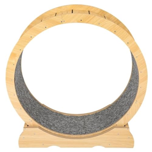 emily pets Wooden Cat Exercise Wheel with Premium Scratching Pad, Indoor Cat Running Wheel for Exercise, Weight Control & Entertainment, Natural Wood