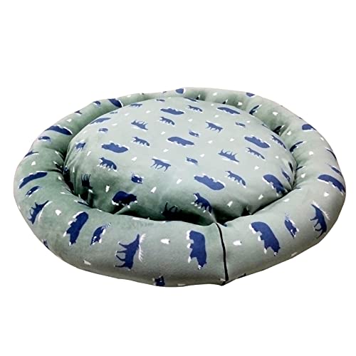 emily pets Dog Round Shape Bed Ultra Soft Ethnic Velvet Dog Bed | CAT Bed | Puppies Puppy Bed | Rabbit Bed Non-Slip Bottom (Green Color-Large)