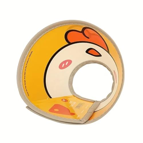 Emily Pets Pet Recovery Collars for Dogs and Cats, Adjustable Anti-Lick Collar, Waterproof, Cartoon Pattern, Ultra-Light Fixing Strip, Prevents Licking After One (Yellow, Small)