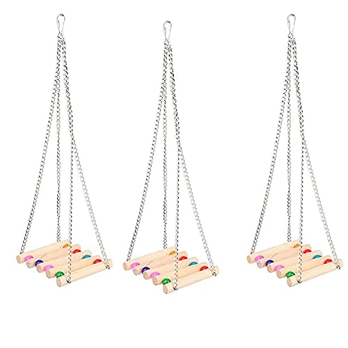 WildBird Care Bird Swing Perrot Cage Hanging Toy Parrot Hammock Wooden Cage for Conure Calocyles Budgies Pacaws Fins (Pack of 3)