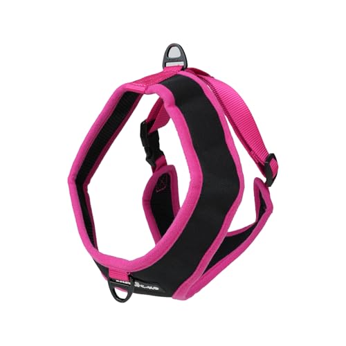Emily Pets Dog Harness No Choke Over-The-Head Triple Layered Breathable Mesh Adjustable Chest Belt and Quick-Release Buckle, Pink, L