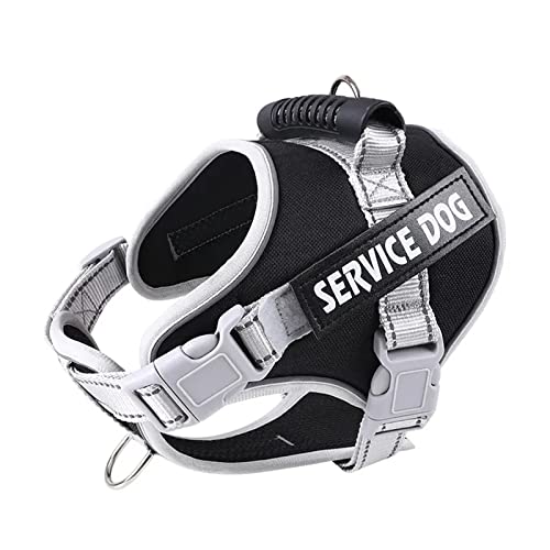 Emily Pets Service Dog Harness, No Pull in Trainning Dog Harnesses with Handle & Adjustable and Reflective No Chock for Small Medum Large Pets Walking and Running(Black,Large)