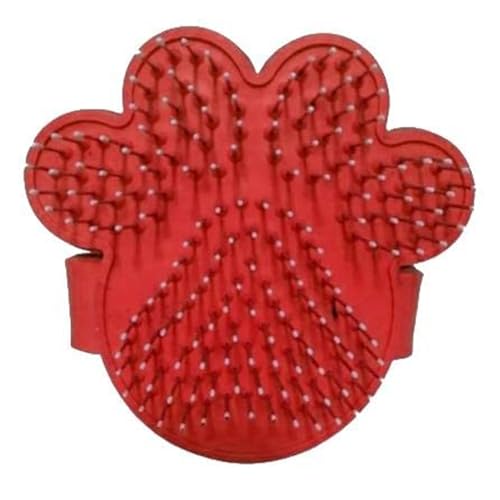 Emily Pets Dog and Cat Pet Rubber Grooming Brush Massager with Adjustable Loop Handle and Stainless Steel Pin (Color: Red)