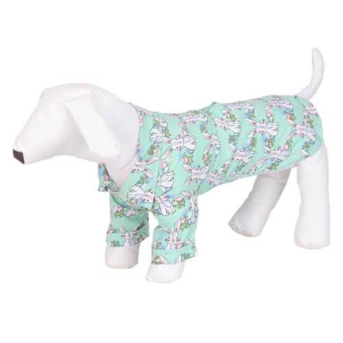 Lulala Dog Shirt – Bunny Print Summer Polo T-Shirt for Dogs, Breathable Pet Apparel, Cool Short Sleeve Outfit for Puppy, Cat, (12Inch, Pista)