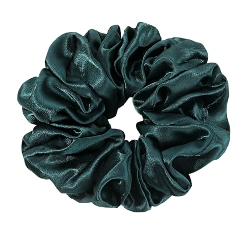 F DREAM Silk 100% Pure Hair Scrunchies for Womens and Girls Mulberry Silk Soft Hair Ties Natural No Damage for Ponytail Holder Hair Rope Tie.(Color-Green)
