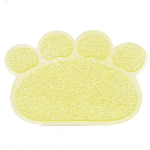 emily pets Printed Paw Shape Pad Dog/Cat Litter Mat Pet Puppy Kitty Dish Feeding Food Bowl Placemat Anti-Skid Waterproof Sleeping Pad - Beige(Large)