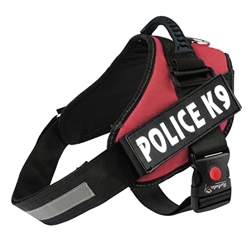 Lulala Police K9 Dog Vest Harness,No-Pull Reflective Dog Vest,Breathable Adjustable Pet Harness with Handle for Outdoor Walking - No More Pulling, Tugging or Choking(M,Maroon)