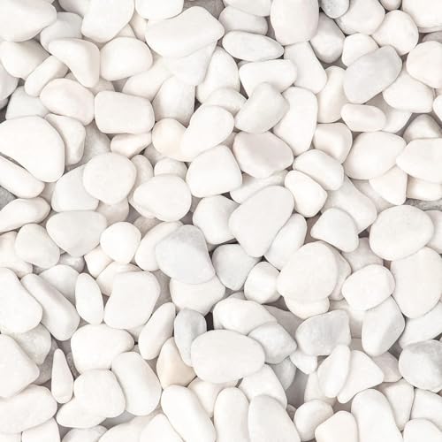 Emily Pets White Polished Gravel Stones for Fish Tank Fillers, 2.0-3.0Cm Natural Irregular Shaped Stones Assorted Crushed Stone Pieces for Vases Fillers Plants Home Stepping Stone Décor (10KG)