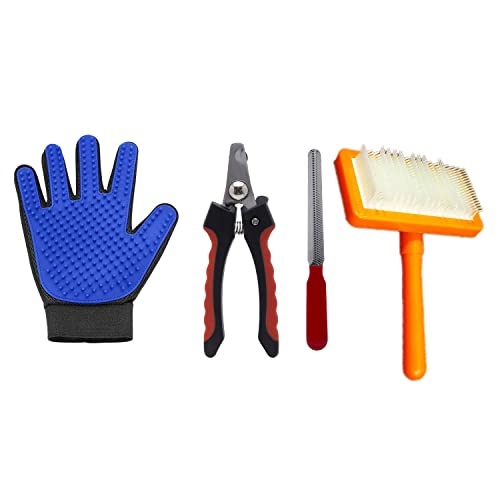 Emily PetsGrooming Kit Pet Brush Nail Clipper Pet Grooming Glove(Pack of 3)