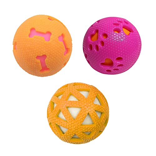 emily pets Rubber Squeaky Ball Dog Toy Small to Medium Dogs & Puppy (Pack of 3, Color May Vary)