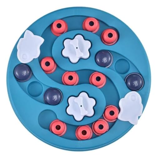 Cature Care by Nature Pet Puzzle Toys Slow Feeder Food Dispenser Interactive Funny Toy for Dog Improve IQ Non-Slip Bowl Dog Training Game. (Color-Blue)
