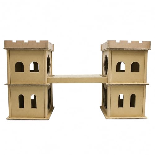 Emily Pets Cardboard Cat Castle House, Dual Tower Design, Multiple Openings, Sturdy Construction, with Scratching Pad, Indoor Cat Play Hideout