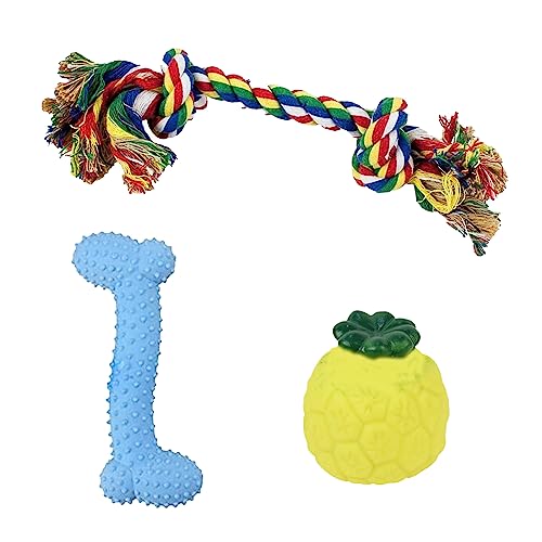 Cature Pack of 3 Dog Toys, Toy for Small,Medium, and Large Breed Size Dogs with Interactive Dog Rope Toys, Squeaky Dog Plush Toy Chew Toys for Teething and Training (Combo 6)