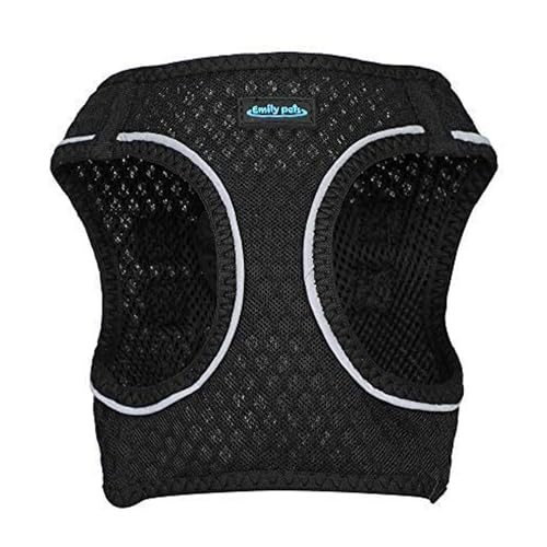 Emily Pets All Weather Mesh, Adjustable Dog Harness for Small and Medium Dogs and Cats (Small, Black)