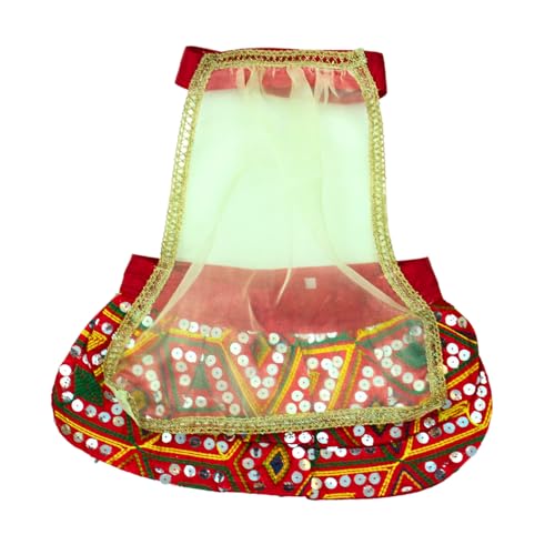 Lulala Ethnic Dog Lehenga Choli with Dupatta Traditional Indian Outfit for Pets Costume Dress for Female Dogs and Puppies (Red-18 Inch)