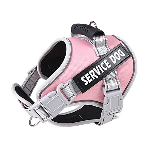 emily pets Service Dog Harness, No Pull in Trainning Dog Harnesses with Handle & Adjustable and Reflective No Chock for Small Medum Large Pets Walking and Running(Light Pink,Large), Pack of 1
