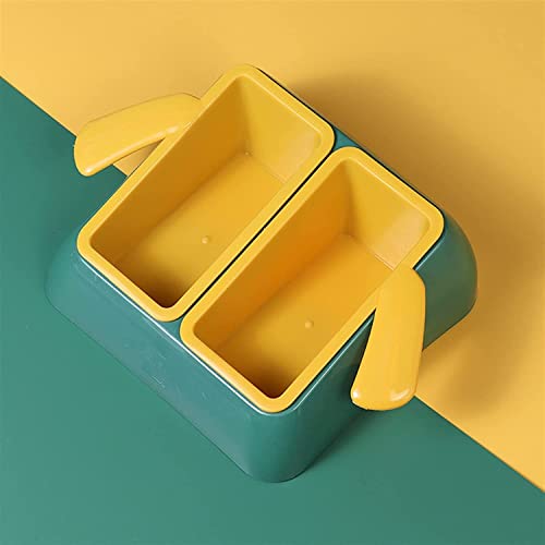 Emily Pets Bowls and Water Dog Bowl Multifunction Dog Food Bowl Double Bowls with Wings for Dogs Feed Spoon Drinking Cat Food Container Pet Accessories Pet Supplies(Yellow-Green)