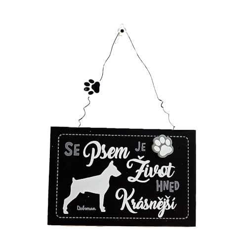 F Dream Decorative Wall Hanging Wooden Dobermann Printed Wooden Home Decor for Dog Pet Lovers, Hanging Decorative Wall Sign, 6.29 Inch by 4.13 Inches