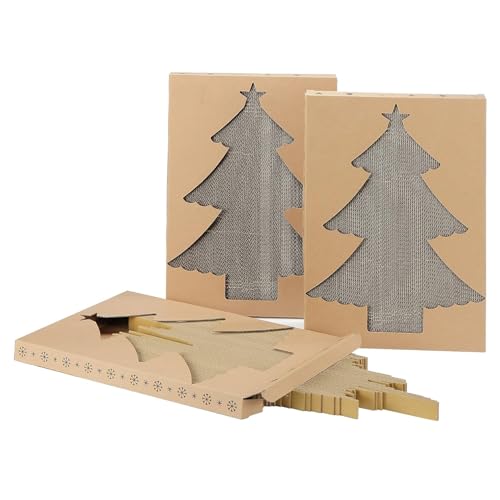 Emily Pets Christmas Tree Cat Scratcher Board for Indoor Cats | Corrugated Cardboard Scratch Pad | Refillable Cat Scratcher | Furniture Protector
