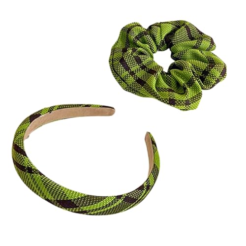 F DREAM Tweed Padded Headband,Wide Headband,Stylish Fashion Hairband,Boho Headband,Headbands for Women,Aliceband,Tweed Headband(Green)(Pack2)