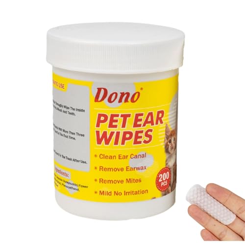 Emily Pets Ear Wipes for Dogs & Cats | 200 Wipes | Alcohol-Free Pet Ear Cleaner Wipes – Removes Itchiness, Dirt, and Wax | Gentle & Soothing Formula for Daily Use – Safe for Puppies & Kittens
