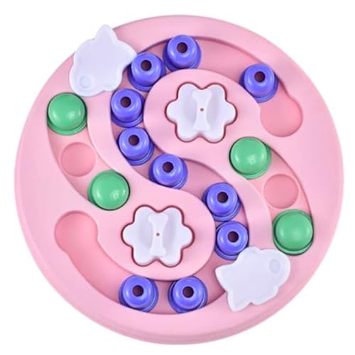 Emily Pets Pet Puzzle Toys Slow Feeder Food Dispenser Interactive Funny Toy for Dog Improve IQ Non-Slip Bowl Dog Training Game. (Color-Pink)